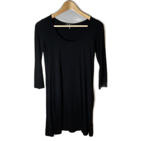 Lulus Twirl Power Black Scoop Neck 3/4 Sleeve Swing Mini Dress Size S - Picture 3 of 9